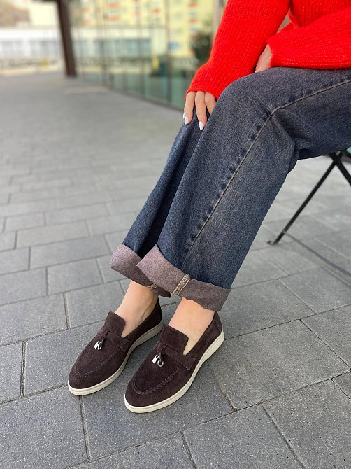 ALLSY Лоферы женские ALLSY коричневые натуральная замша плоская подошва размер 36-40 (340-3041- Коломыя - изображение 2