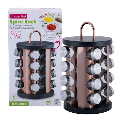 Набір для спецій 16шт на круглій підставці чорний/мідний KAMILLE 7041 Житомир - фото 3
