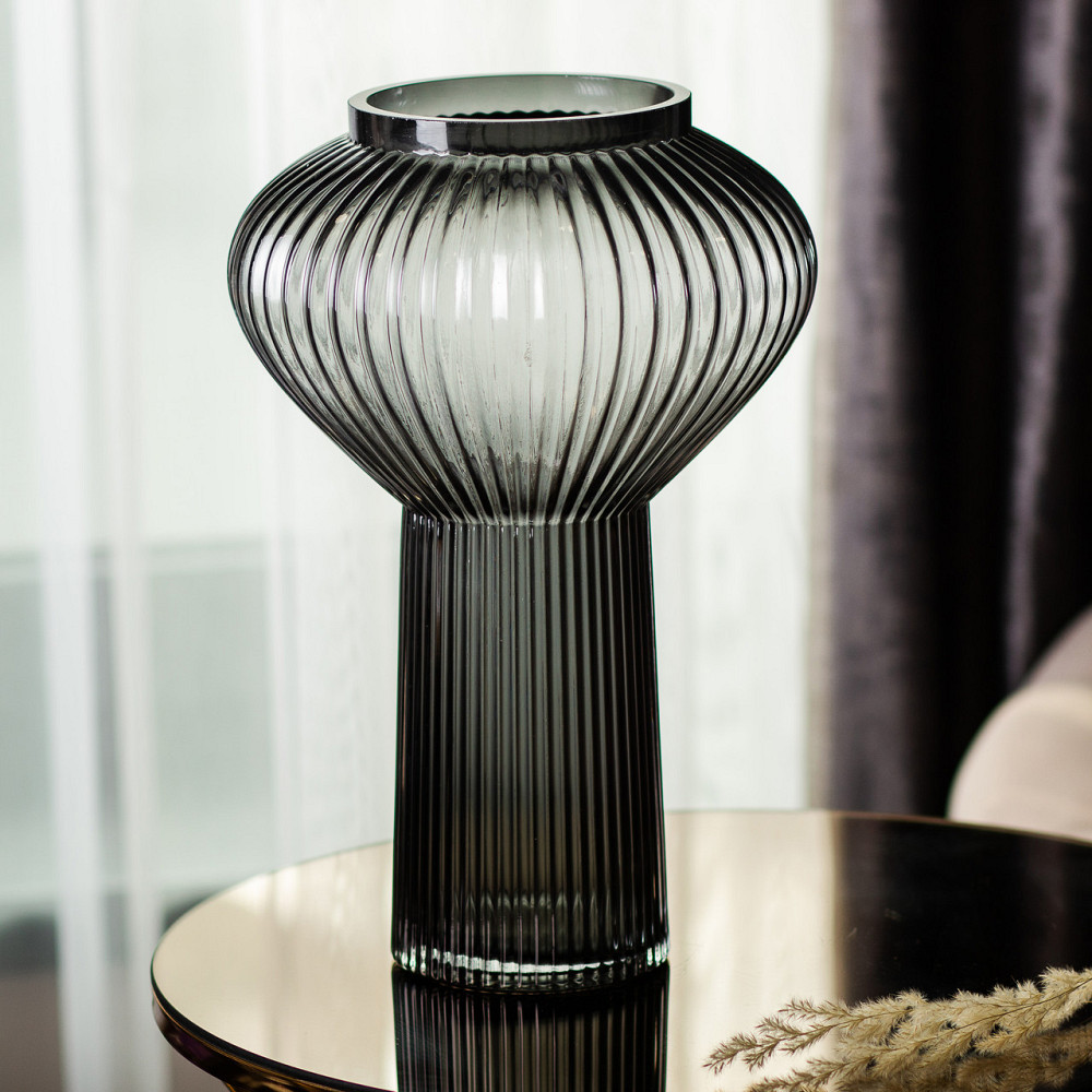 Скляна ваза 30 см сіра HP-1718 Коломия - фото 3
