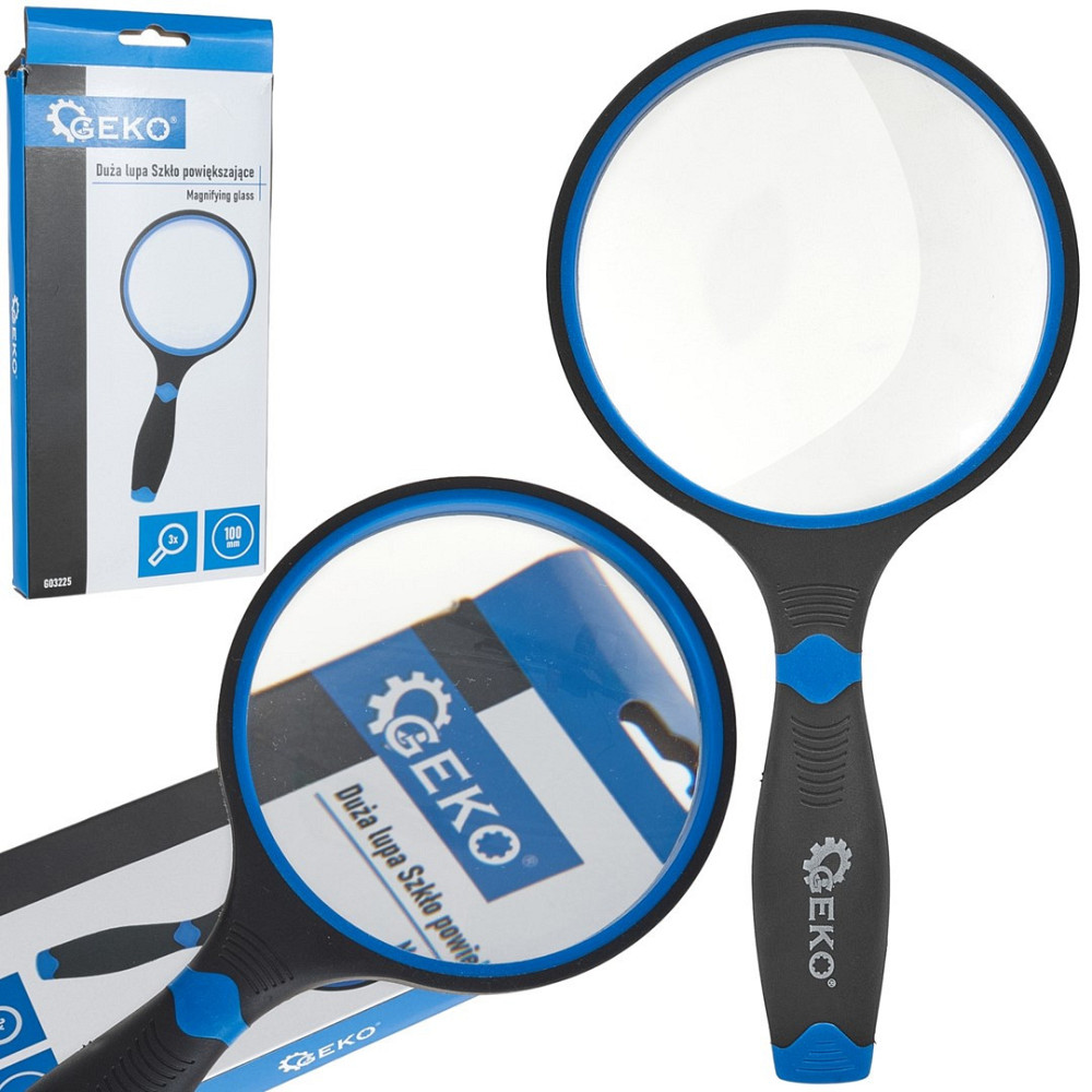 Лупа "GeKo"  3x (3-кратна), діаметр скла 100мм, загальна довжина 225мм Київ - фото 1