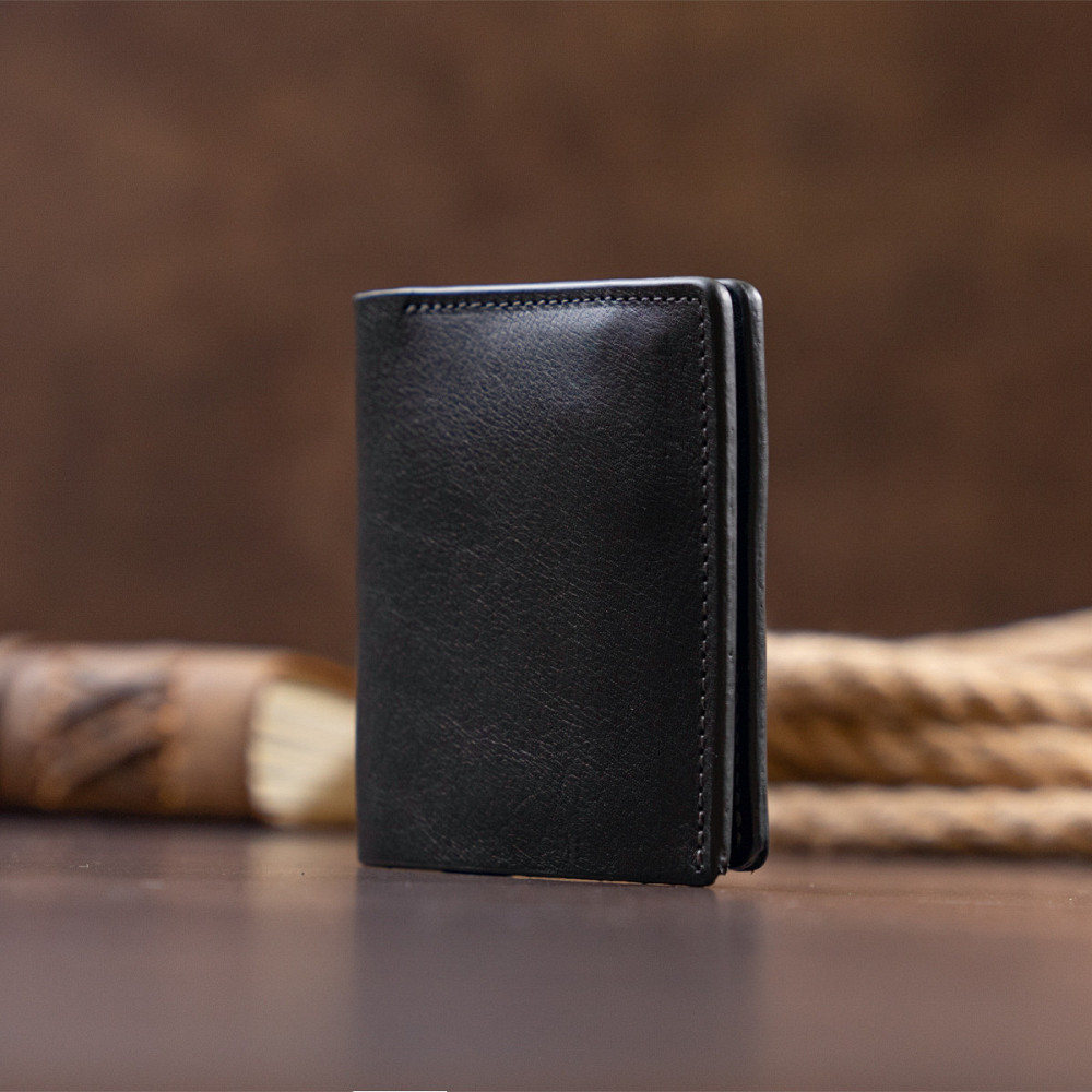 Стильное портмоне-кредитница комби в гладкой коже GRANDE PELLE 11327 Черное Киев - изображение 7