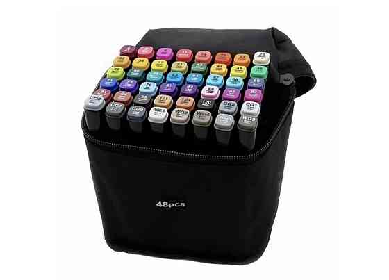 Великий набір скетч маркерів 48 кольорів Touch Raven у чорному чохлі та Блокнот А5 для малювання у подарунок! Кам'янець-Подільський