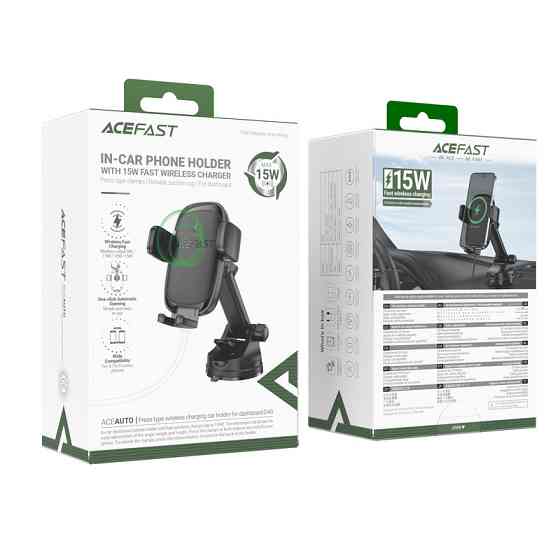 Автотримач для телефона з БЗП ACEFAST D49 press type wireless charging car holder for dashboard Black Одеса