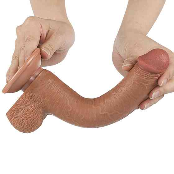 Реалістичний фалоімітатор 9 Sliding Skin Dual Layer Dong Brown Sex Aura Київ