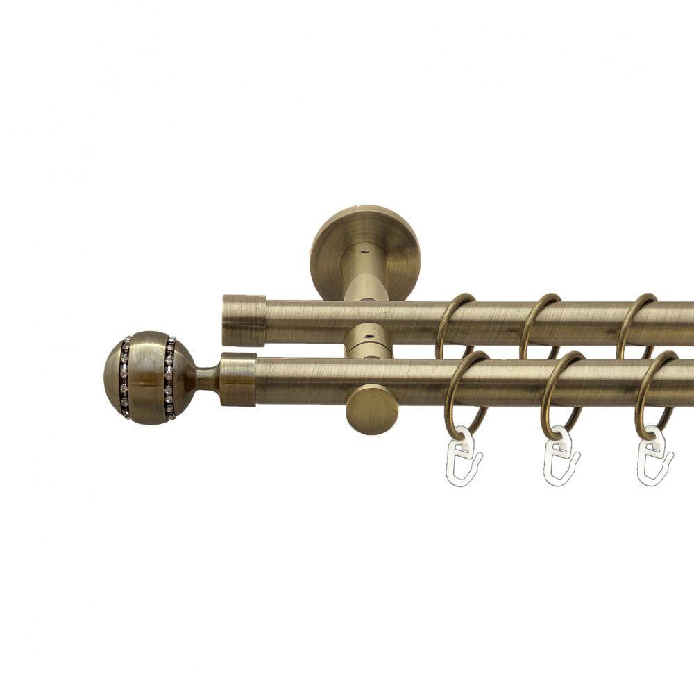 Карниз Orvit Аркадія металевий дворядний реверсивний гладка труба кільце металеве Антик 19\19 мм 160 см Львов - изображение 1