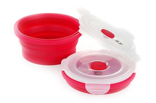 Ланчбокс складной с крышкой-защелкой круглый красный 400мл СИЛА Киев - изображение 1