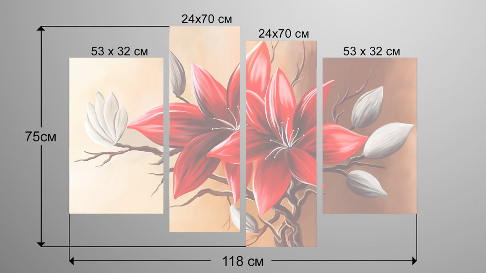 Модульна картина Абстракція Квіти Art-109_4 Київ - фото 3