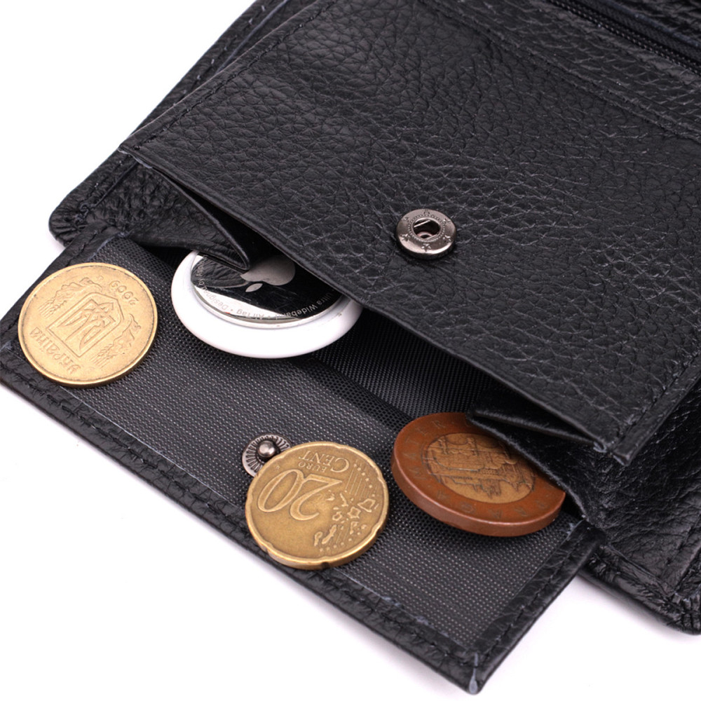 Вертикальний чоловічий шкіряний гаманець у два складання Vintage sale_15091 Чорний Київ - фото 9