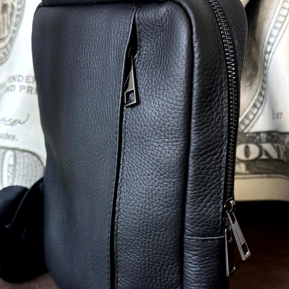 Сумка чорна Бостон Герб через плече чоловіча з тисненням, месенджер сумка з широким ремінцем 25.5х18х5 смMasterSem Київ - фото 7