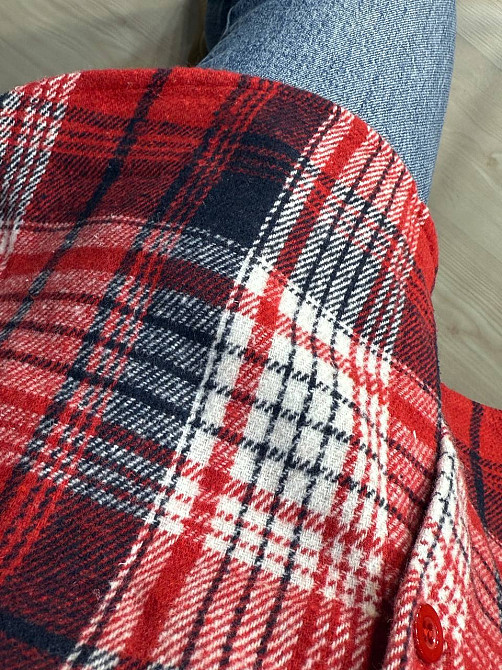 Сорочка жіноча YZY 223 картата оверсайз тепла байка, червоний, one size Київ - фото 9