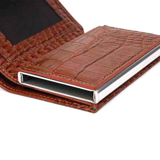 Визитница из натуральной фактурной кожи под крокодила KARYA 20986 Коричневый Киев