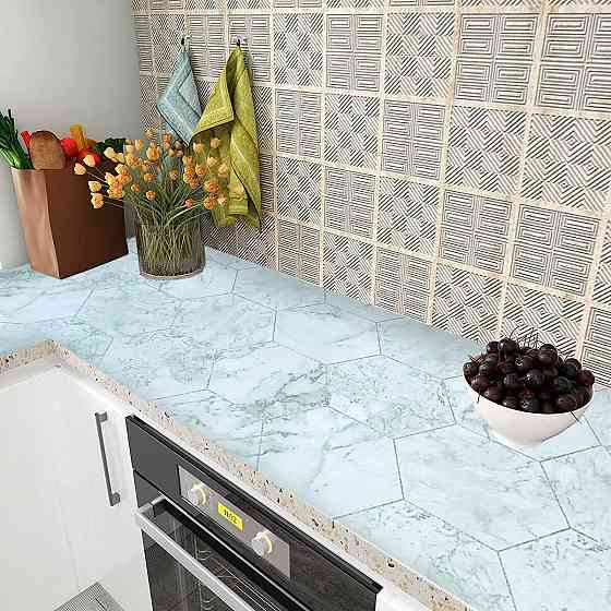 Самоклеющаяся пленка 0,45х10м х 0,07мм Нефритовый мрамор серебрянные соты 0,45х10м х 0,07мм SW-00001215 Днепр