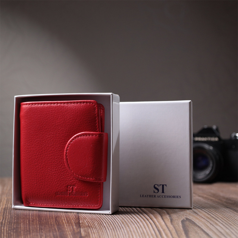 Вертикальний гаманець для яскравих жінок із натуральної шкіри Червоний (ST Leather) Київ - фото 4