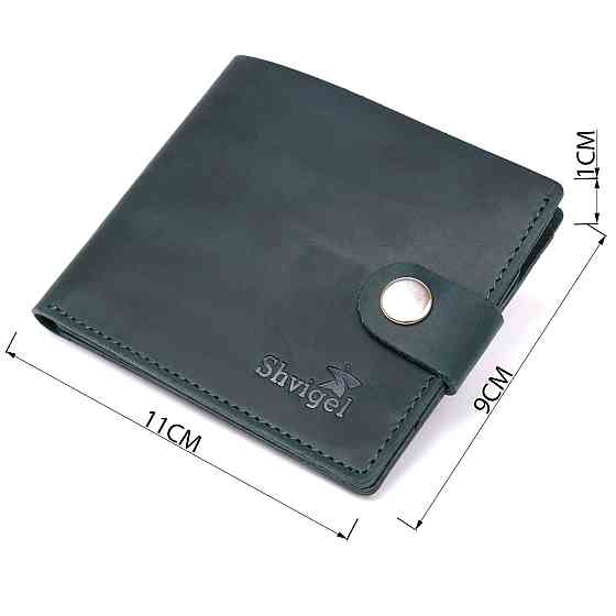 Винтажное кожаное портмоне Shvigel 16435 Зеленый Киев