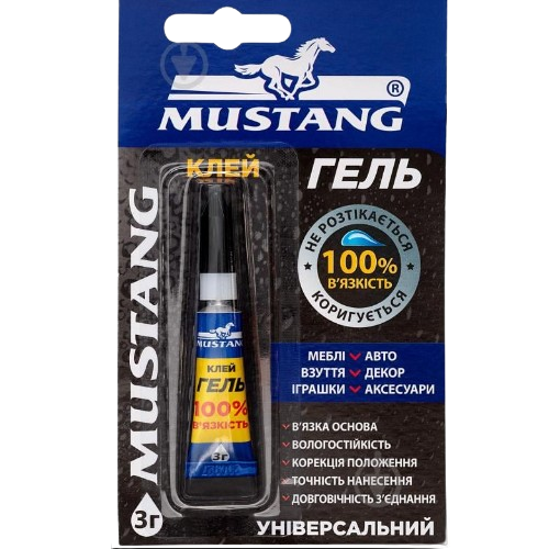Суперклей гель 3гр тюб Мустанг Житомир