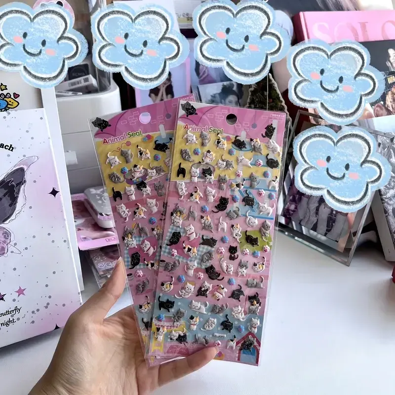 Стикеры котики 3D – большой набор для декора телефона, тетради, ноутбука (22×9.5 см) Киев - изображение 3