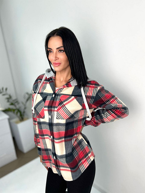 Женская теплая рубашка Delta батал 50-52, Красный Киев - изображение 6