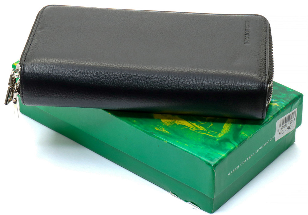 Стильний чоловічий клатч з двома відділеннями на блискавці з натуральної шкіри Marco Coverna Чорний Київ - фото 3