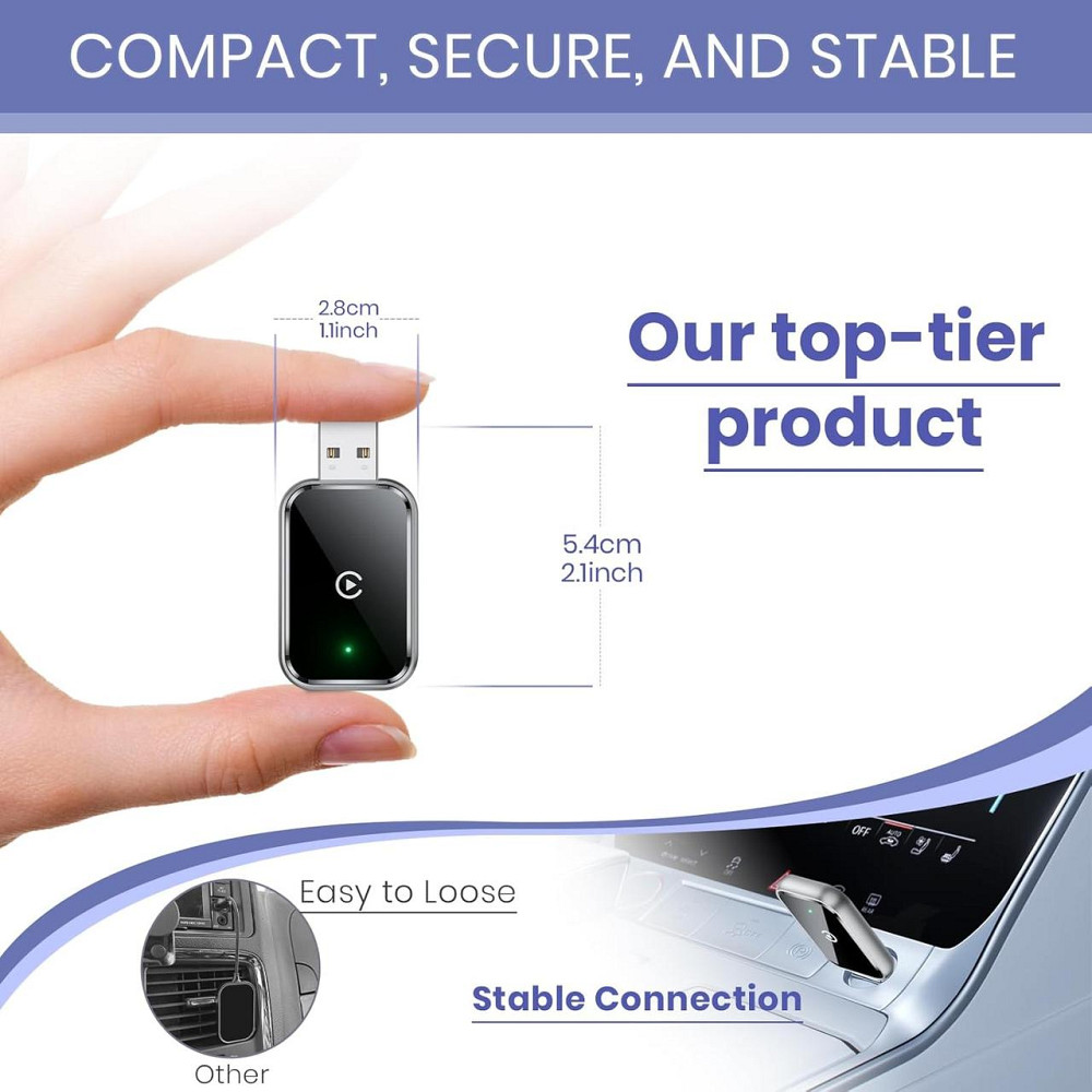 Бездротовий адаптер CarPlay AIZEO для iPhone iOS 10+, перехід з дротового на бездротовий, компактний карплей Київ - фото 2