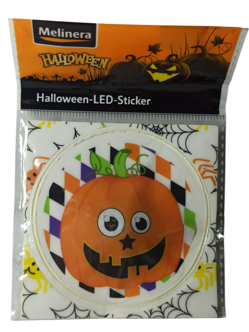 Наліпка на Хелловін 8 см зі світлодіодами Гарбуз помаранчевий Київ - фото 3