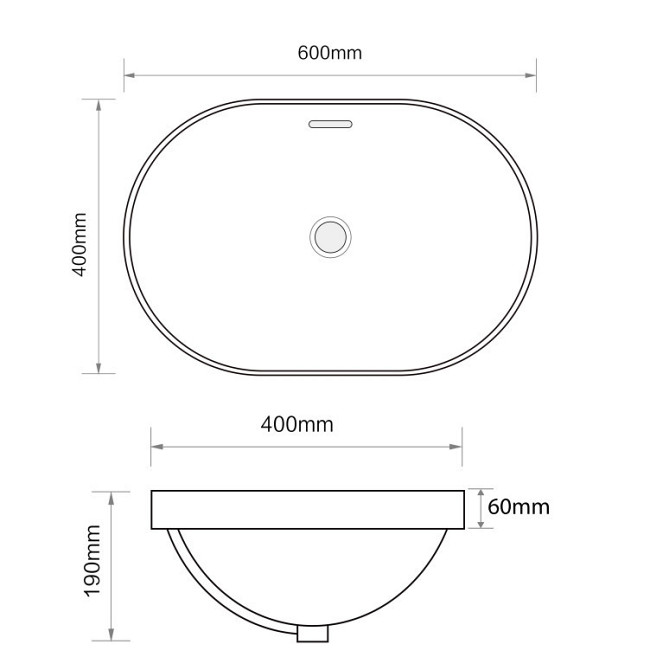 Раковина врізна на стільницю Mixxus Premium ELLIPSE-1601 600х400х190mm з переливом   ( MP6569 ) 27287 Харків - фото 8