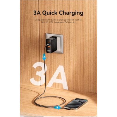 Дата кабель USB-C to USB-C 0.5m USB2.0 60W (20V/3A) angle 90° Gray Aluminum Alloy Vention (TRAHD) Вінниця - фото 3