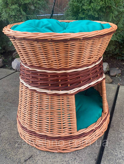 Лежак круглый для кошки плетеный, с подушкой Киев - изображение 5