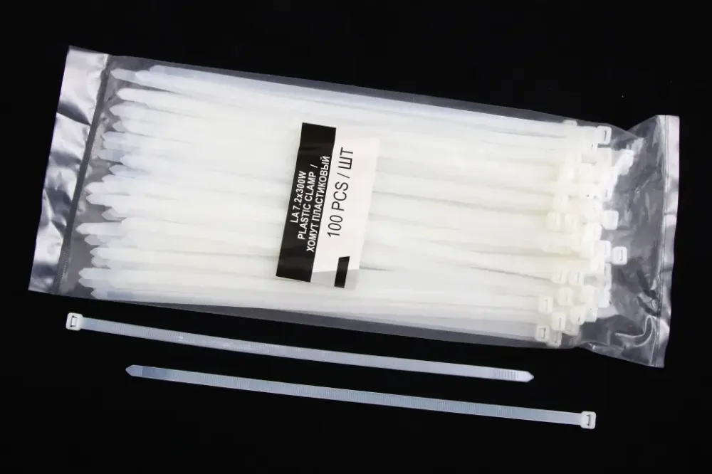 Хомут стрічковий пластм. білий 7.2*300 мм LSA (100 шт.) Вінниця - фото 1