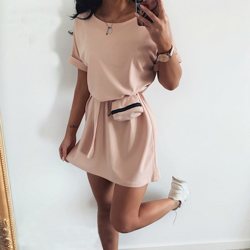 Женское летнее платье с сумочкой на поясе 