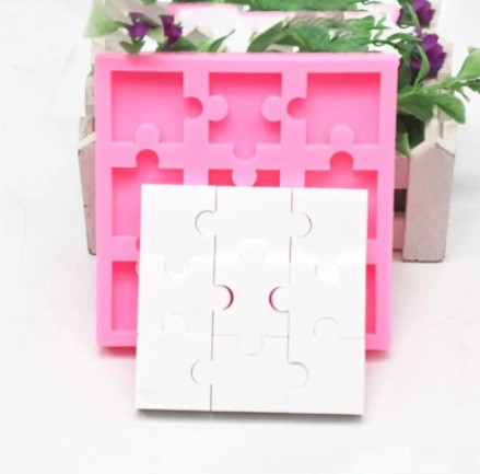 Молд силиконовый Пазлы 12 на 12 см розовый Киев - изображение 3