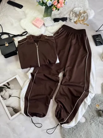 Женский спортивный костюм с двумя нитями и молнией и регулируемыми брюками Одесса