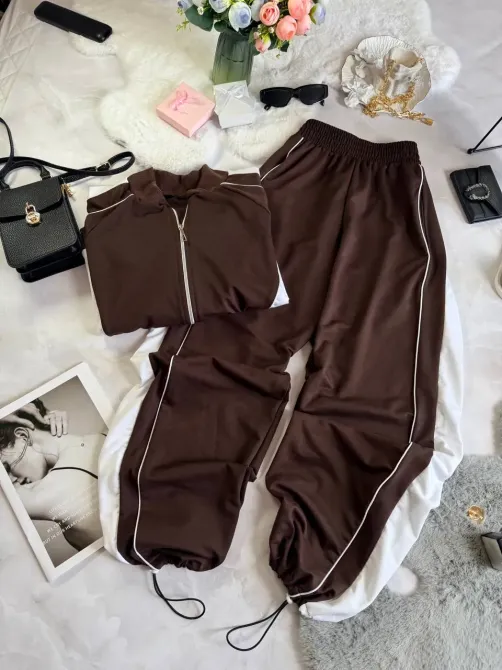 Жіночий спортивний костюм двонитка з блискавкою та регульованими штанами Одеса - фото 3