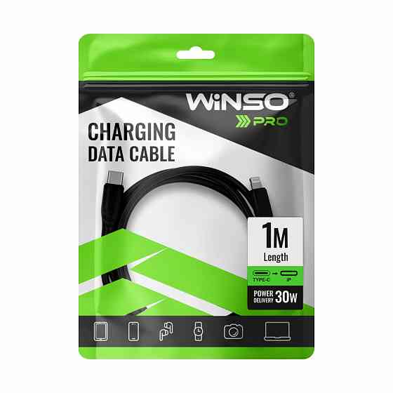 Кабель Winso Pro Type-C to Lightning 30W PVC 1м чорний Львів