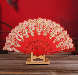 Веер пластиковый ткань красный Киев - изображение 1