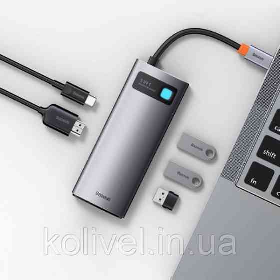 Док-станція USB3.1 Type-C --> USB Type C PD 100W/HDMI 4K 60 Hz/3*USB 3.2 Gen1/ 5in1 Baseus (CAHUB-CX0G) Київ