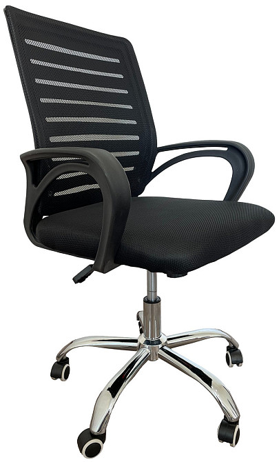 Офісне крісло керівника Tehforward Barsa хром Tilt Чорний Дніпро - фото 1