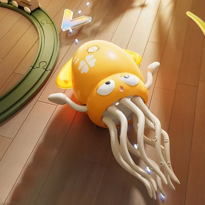 Игрушка детская интерактивная музыкальная Танцующий осьминог-кальмар на аккумуляторе (с удочкой) Желтый Винница - изображение 2