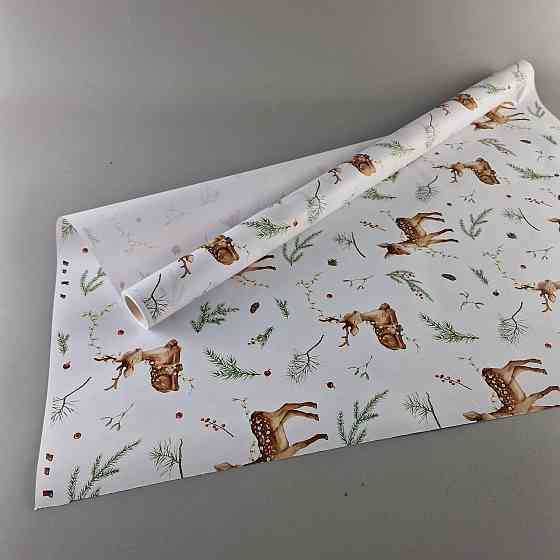 Рулон 8 м бумага подарочная с печатью (38) для цветов (h680) Н.Год №7 (1 шт) Харьков