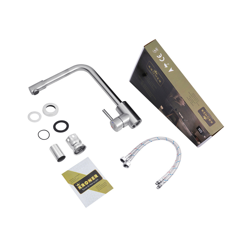 Змішувач для кухні Kroner KRP Edelstahl Klassisch - ESG034 сатин Київ - фото 9