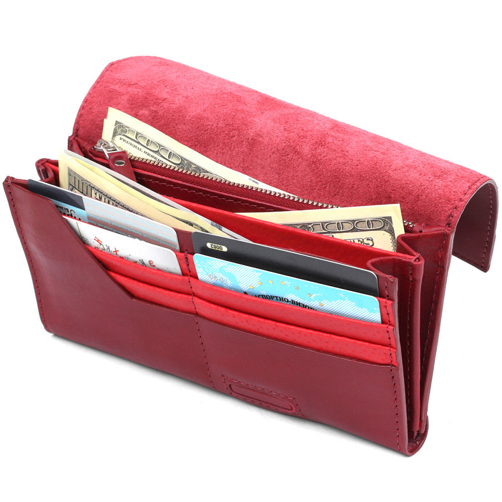 Чудовий шкіряний жіночий гаманець Grande Pelle 11576 Бордовий Київ - фото 6