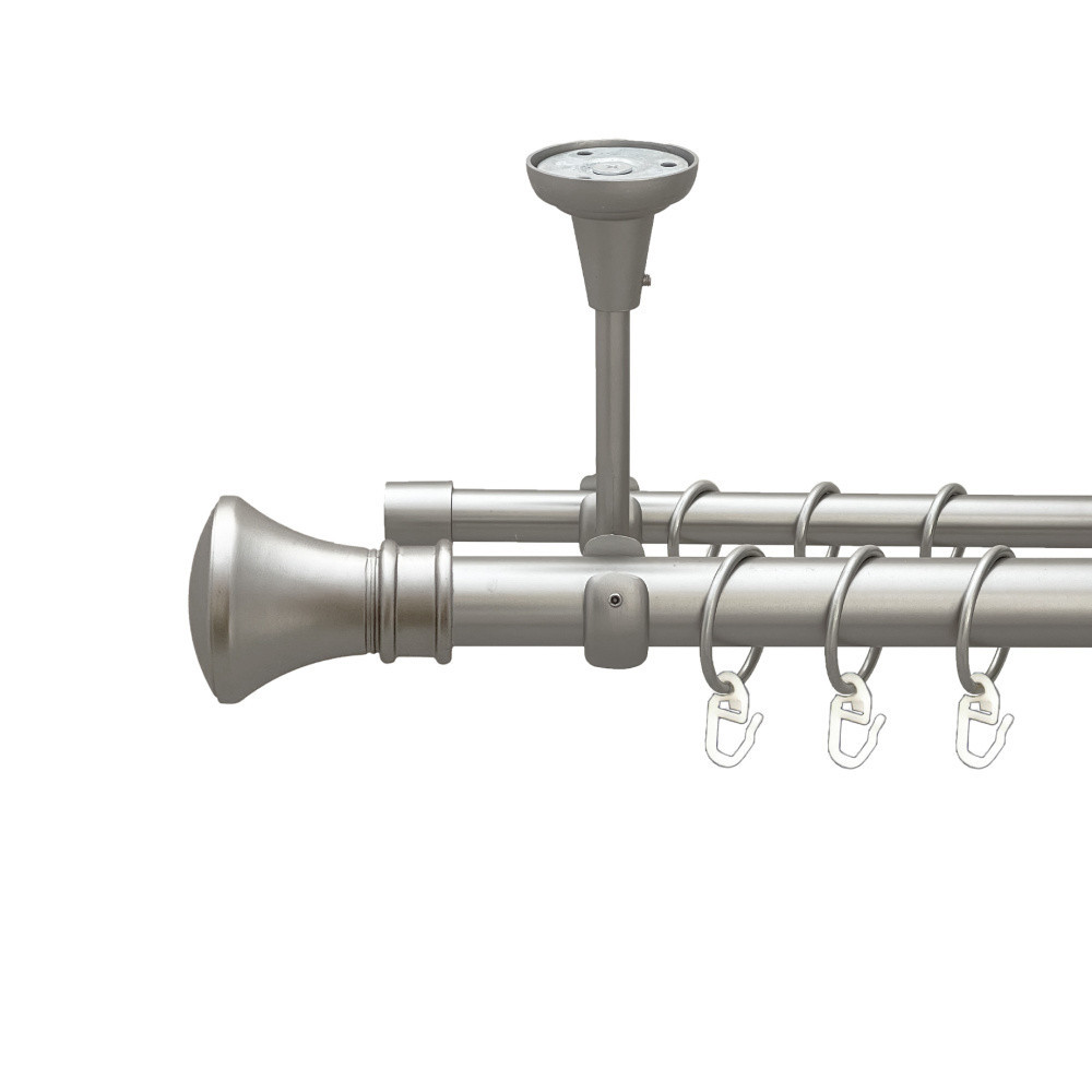 Карниз Orvit Люксор металевий дворядний відкритий до стелі гладка труба кільце металеве Сатин 25\16 мм 200 см (00-00023801) Львів - фото 1