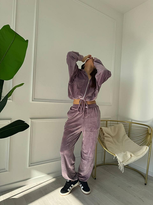 Женский плюшевый прогулочный костюмчик двойка: кофта и штаны плюшевый велюр Фрез, 42/44 Одесса - изображение 1