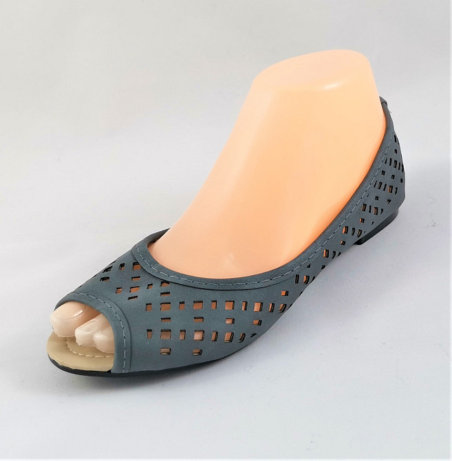 .Жінні Літні Балетки з відкритим Носиком Сірі Мокасини Туфлі (розміри: 36,37,38,39) — 05-3 Дніпро - фото 6