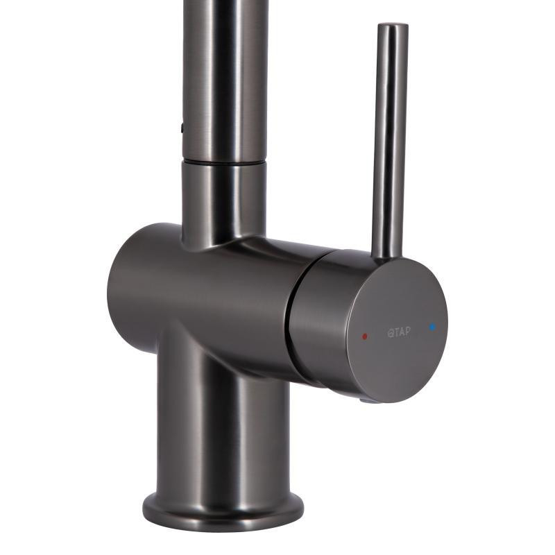 Смеситель для кухни Qtap Rozcesti с выдвижным изливом с подключением для питьевой воды Gunmetal Black PVD Харьков - изображение 4