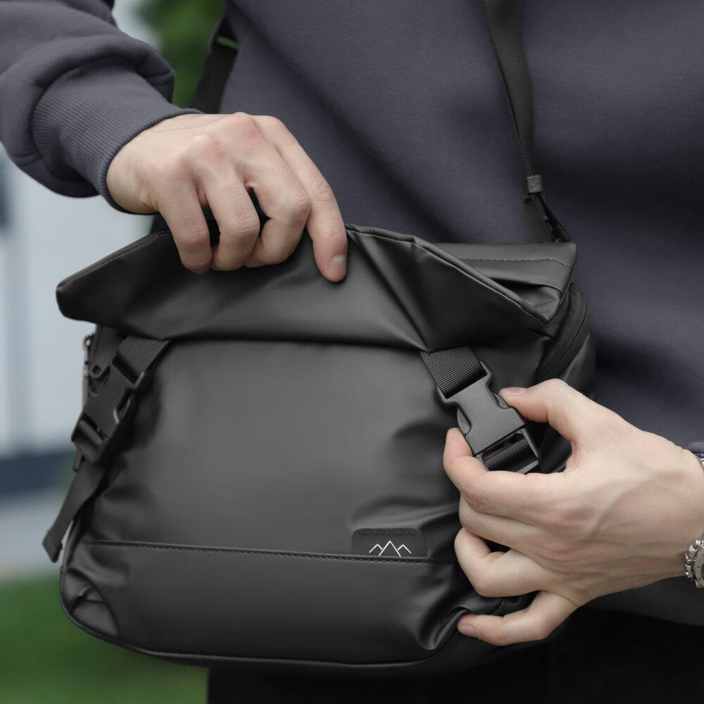 Чоловіча чорна сумка з кишенями на замку Pobedov Modest Київ - фото 3