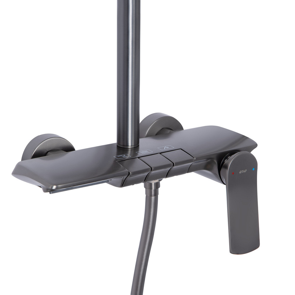 Душова система універсальна Qtap Slavonice на три споживачі (з виливом) QTSLA111GMB45905 Gunmetal Black PVD Київ - фото 3