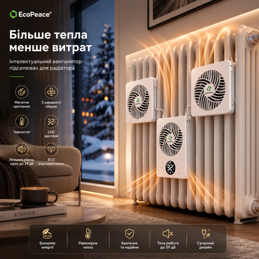 Вентилятор обігрівача для чавунного радіатора/масляного радіатора, підсилювач вентилятора радіатора, закріплений магнітами Київ - фото 9