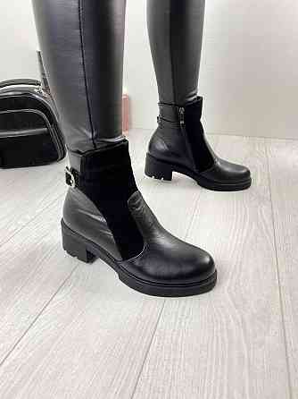 Черевики жіночі Днипро Джулия чорні шкіра+замша натуральна зима 36р.39р.40р. (2370) Коломыя