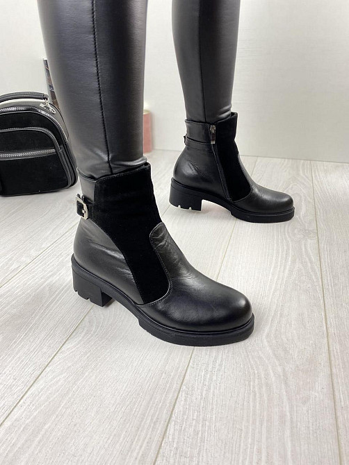 Черевики жіночі Днипро Джулия чорні шкіра+замша натуральна зима 36р.39р.40р. (2370) Коломыя - изображение 5