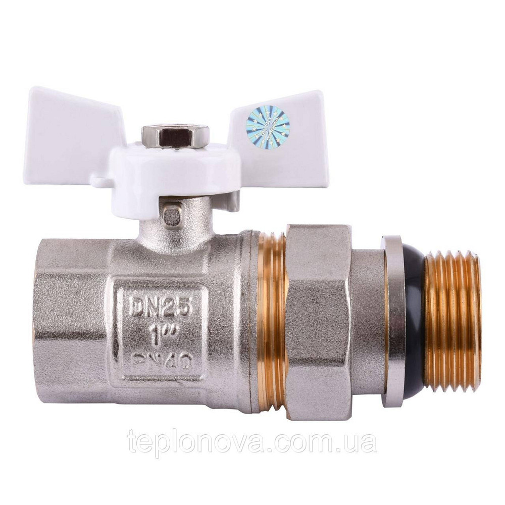 Кран шаровый прямой с американкой Q PROFESSIONAL QP003 PN40 1″ антипротечка, Белая бабочка Черновцы - изображение 1